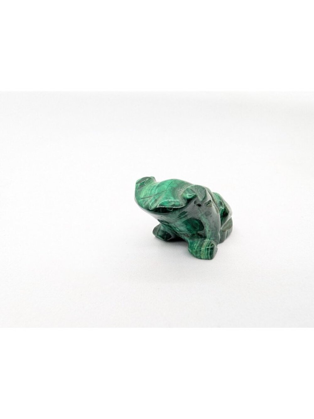VTG Hand Carved Malachite Frog Figurine 1.5" Solid Gemstone Animal Carving READ
